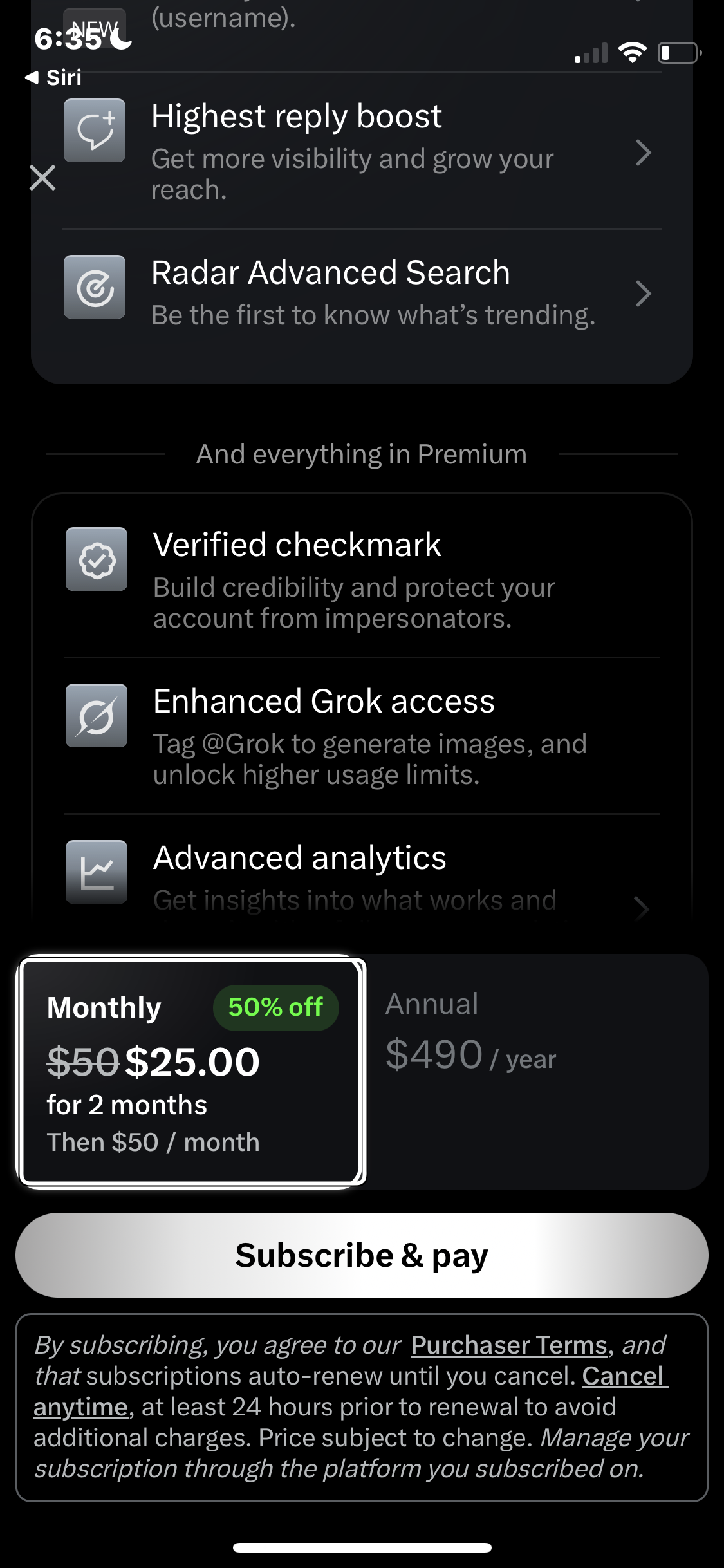 X Premium Pricing