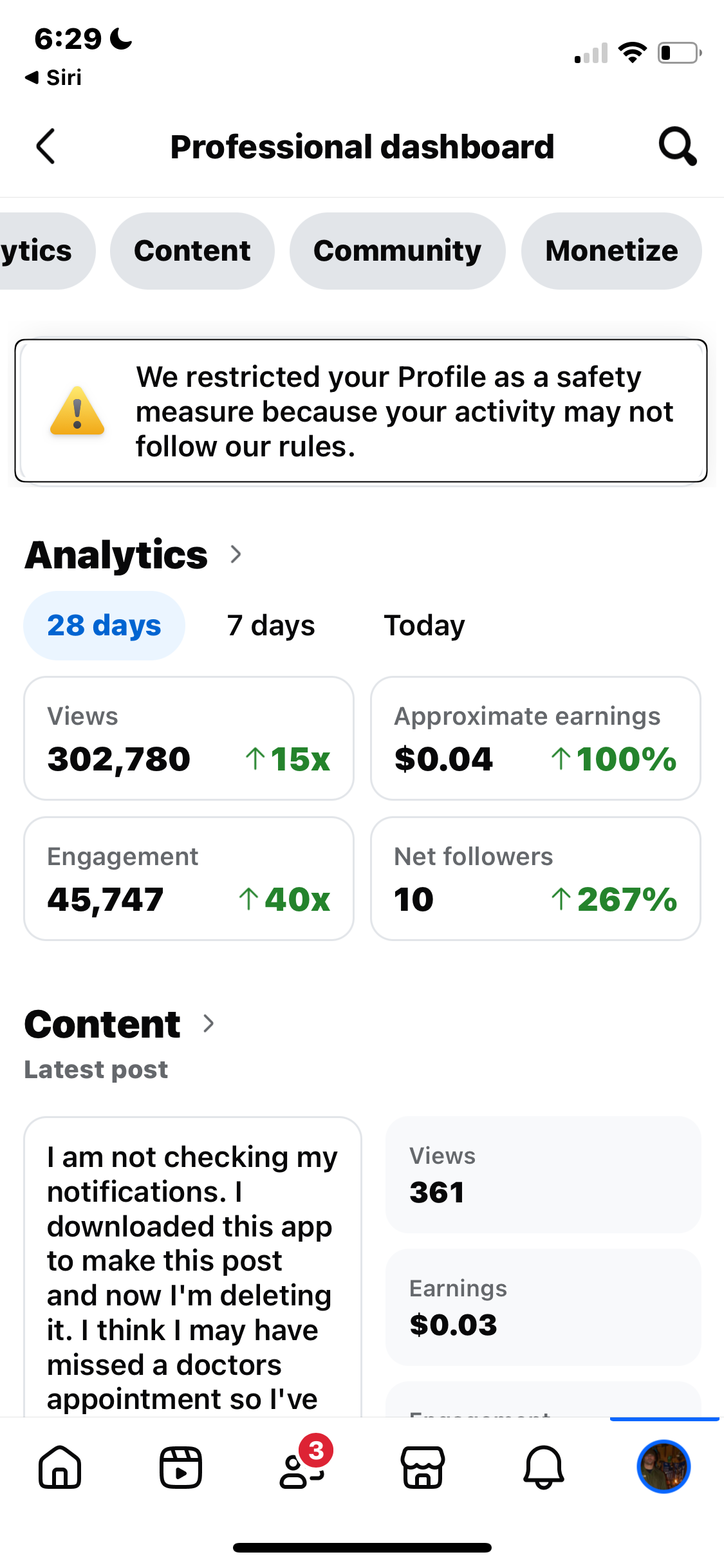 Facebook Restriction